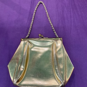 Vintage Groovy CFR 1950s Gold Faux Leather Evening Bag