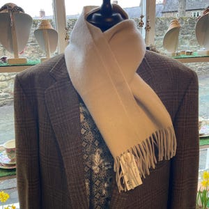 Vintage Osprey of London Cashmere Scarf: Cream Fringed Menswear