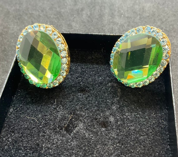 Vintage Butler & Wilson Large crystal Clip on earrings Gem