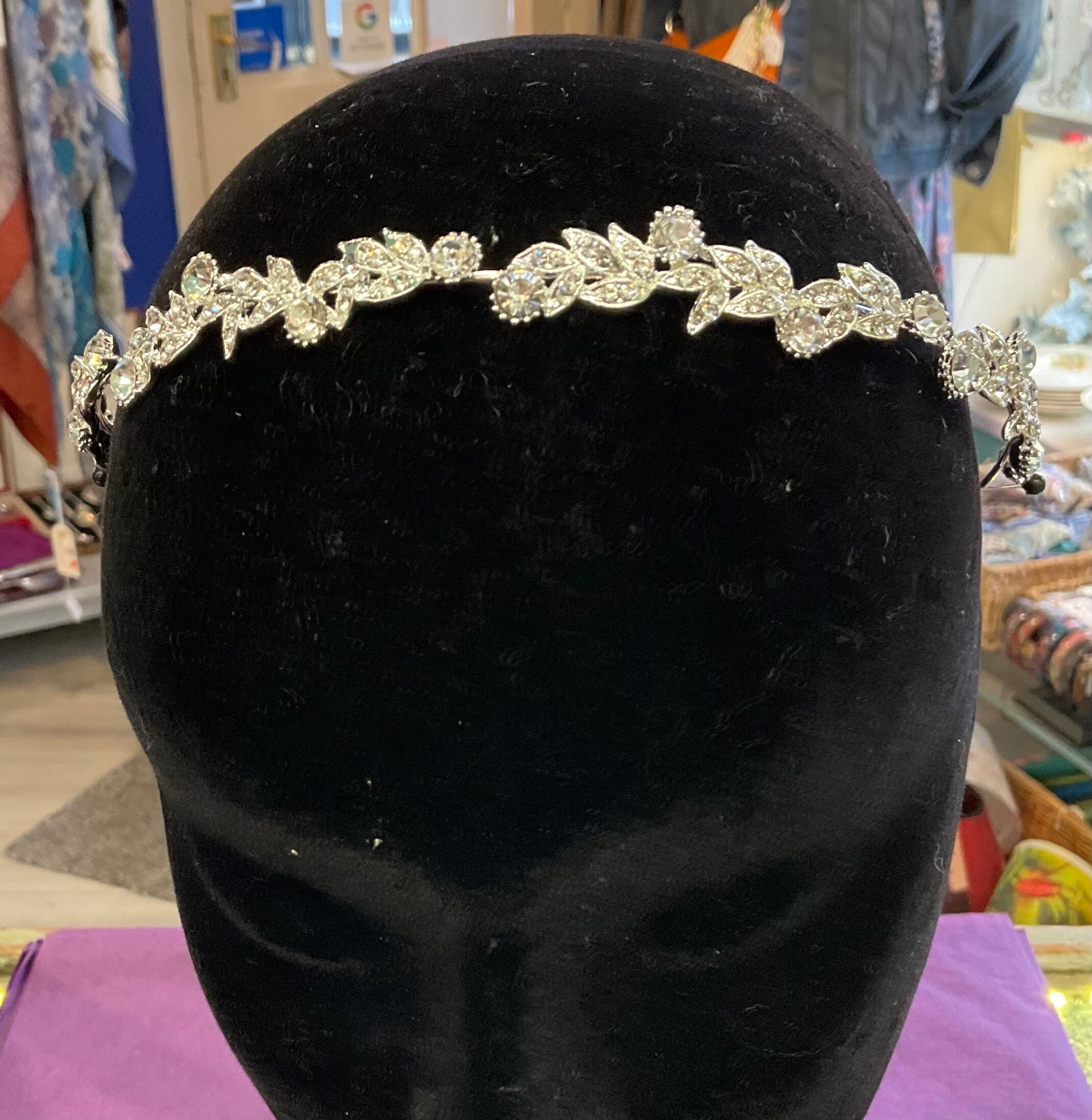 Paisley B Designs Silver Crystal Floral Bridal Tiara Headband NWT Rhinestone Crystal Bridal Headband, Silver Vine and Flower  main image 3