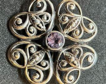 【匿名配送】  シルバー　ブローチ　❤︎ ヴィンテージ 1930 年代 / 40 年代 大型 シルバー & マーカサイト