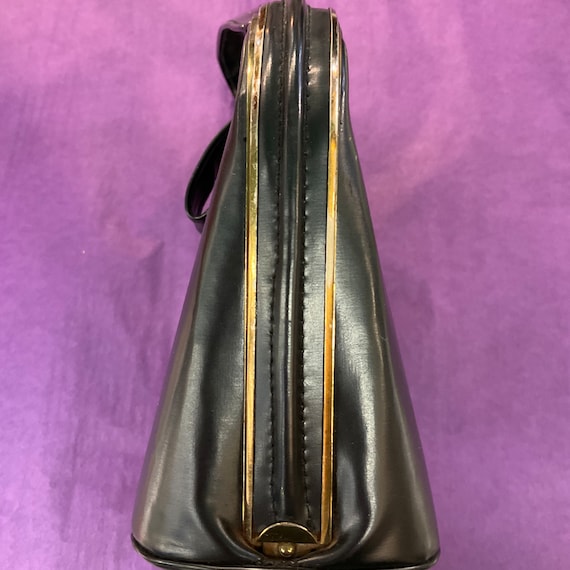 Vintage 1940s small Black Faux Leather Handbag - image 4
