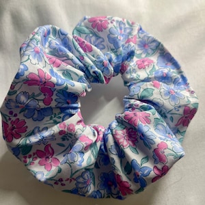 Liberty London Print Hair Scrunchie, large pastel floral cotton Scrunchie, handmade in Uk