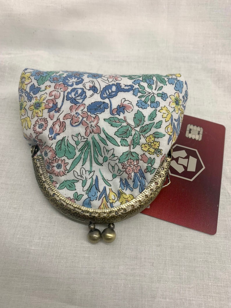 Liberty London print kiss clasp purse, coin/ card holder, handmade in uk image 4