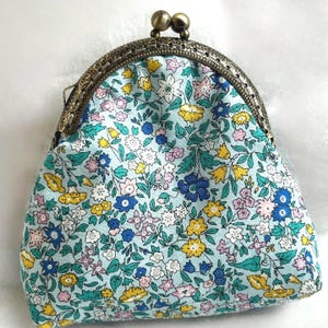 Bolsa com fecho de beijo estampado Liberty London, porta-moedas/cartões, feita à mão no Reino Unido