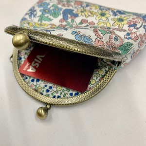 Liberty London print kiss clasp purse, coin/ card holder, handmade in uk image 5