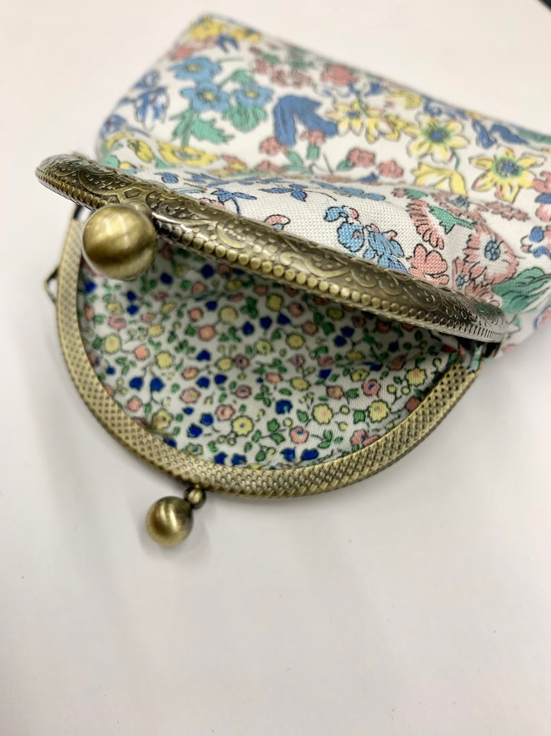 Liberty London print kiss clasp purse, coin/ card holder, handmade in uk image 6