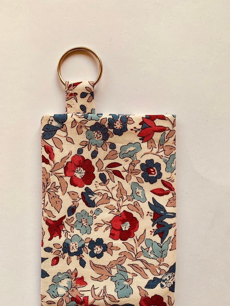 pouch handmade in UK Liberty Hand Sanitiser holder keyring
