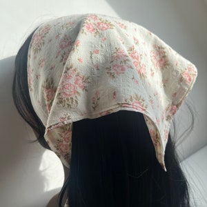Floral headscarf, hair scarf, cotton bandana, floral print triangle head scarf,