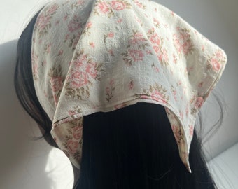 Floral headscarf, hair scarf, cotton bandana, floral print triangle head scarf,