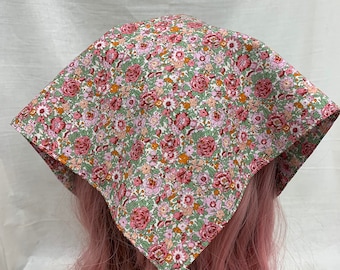 Luxe Liberty print cotton headscarf, hair kerchief bandana, cottagecore floral triangle head scarf
