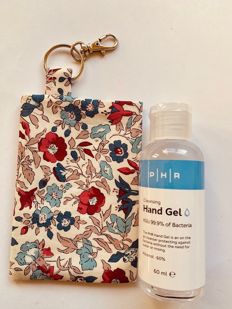 pouch handmade in UK Liberty Hand Sanitiser holder keyring