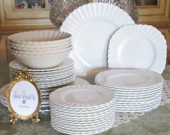 A Vintage Collection of Meakin Classic White China, Sets of 4, Excellent Condition!