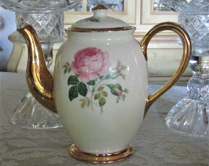 Vintage Kingwood China Pink Roses Coffee /teapot, Romantic Coffee for