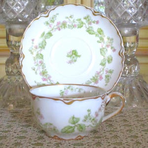Two Sets Antique Limoges Haviland The Charonne Teacup & Saucer, plus 1 Bonus Saucer, Beautiful Gift for Her, Excellent Condition!