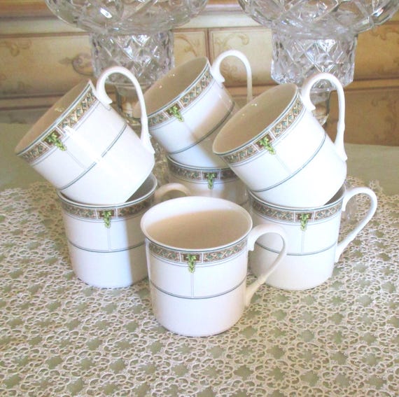 Trellis Mikasa Stoneware Mugs Mikasa Trellis Bone China Mugs Set Of White  Lattice Design