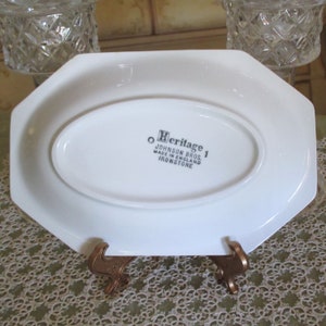 New Listing Vintage Johnson Bros. Heritage White Gravy Boat & Underplate Relish Tray, Excellent Condition image 6
