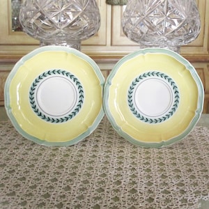 Set of 2 Vintage Villeroy & Boch French Garden Fleurence 6 5/8&quot; Breakfast Cup Saucers, Replacements, Like New with Tags!