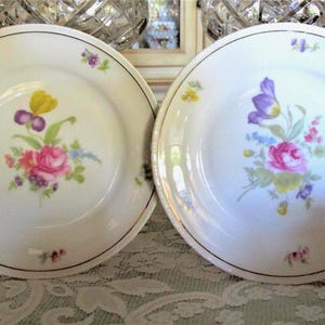 Set of 5 Gorgeous Vintage German Schonwald Floral Embossed Rim 7 3/4&quot; Dessert Plates, Very Good-Excellent Condition!