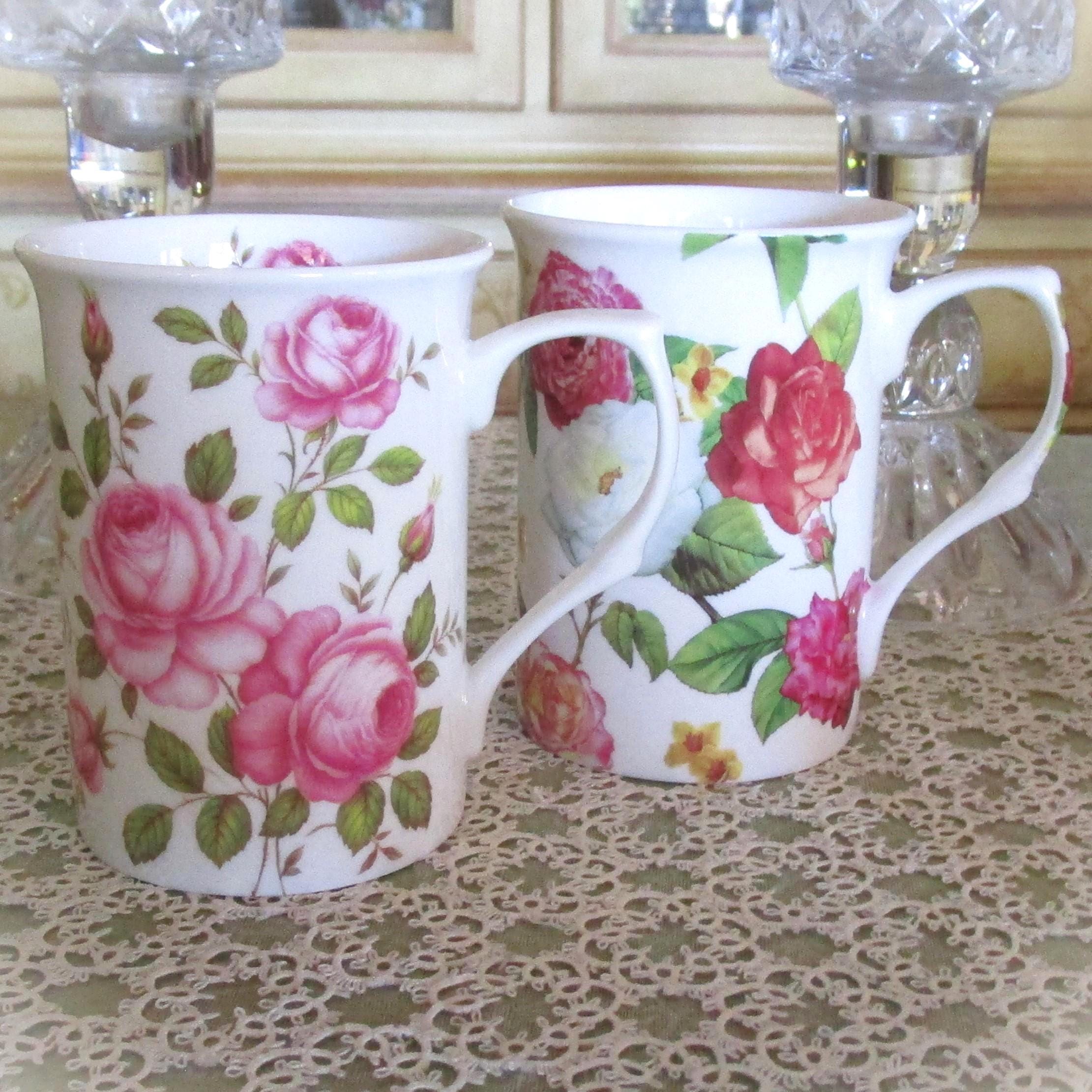 thumbnail image 2 of Gracie Bone China Mugs - 9 Ounce Floral Impression Tea Cups (Set Of 4) 2 of 9