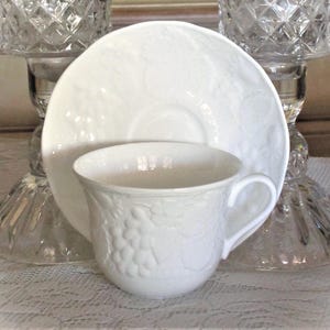 Vintage Wedgwood Strawberry & Vine Tea Cup and Saucer, Fine Bone China, Lovely Gift for Her, Mint!