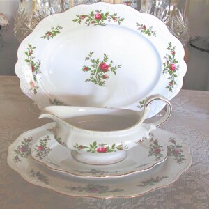 Vintage Four-Piece Serving Set, Johann Haviland Moss Rose, Traditions Fine China, Mint- Lovely Wedding Gift!