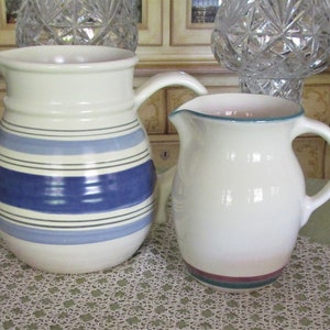 Pfaltzgraff Stoneware, Large 64 oz. "Rio" Pitcher & Medium 32 oz. "Juniper" Pitcher, Giftable-Excellent Condition!