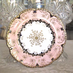 Antique 1800&#39;s Coalport Davis Collamore Pink & Cobalt with Gold Gilt Plate, Gorgeous Gift, Excellent Condition!