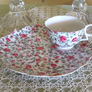 Vintage Tea Set, Yada China Rose Chintz Plate & Teacup, Lovely Gift for Her, Excellent Condition!