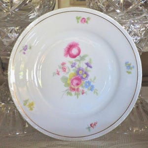 Set of 6 Gorgeous Vintage German Schonwald Floral Embossed Rim 7 3/4&quot; Dessert Plates, Gift for Her, Excellent Condition!