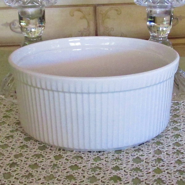 Apilco Classic Whiteware 7 5/8" Soufflé Dish, Charming Gift, Excellent Condition!