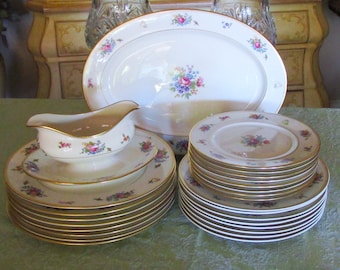 Vintage 26-Piece Rose of Lamberton Dinnerware Set, Lamberton Ivory China, Giftable, Wedding Perfect!