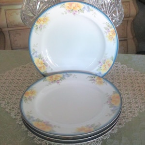 Vintage Christopher Stuart Tranquility Dinner Plates, Floral China, Set of 4