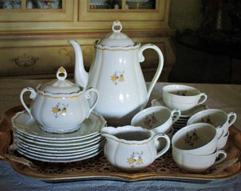 Vintage YELLOW TULIP Demitasse Tea Set, Espresso Set, 27-Pieces, Simply Charming,  EXCELLENT Condition!