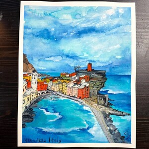 Vernazza Italie | Cinque Terre | Tirages d’art à l’aquarelle | 8x10-24x36 pouces
