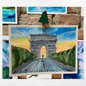 Arco do Triunfo | Paris França | 8x10-24x36 pol. | 20x40 - 60x90 cm | Impressões artísticas em aquarela