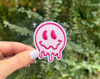 Drippy Smiley Face Iron On Patch