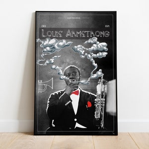 LOUIS ARMSTRONG Custom Poster, Christmas Gift, Holiday Gift, Info Graph, Wall Art, Graphic Design Poster, Music, Icon, Mixed Media Art,