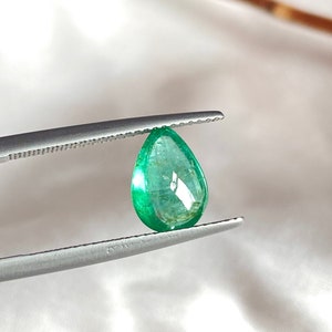 1.90 CT Natural Emerald Teardrop Cabochon Loose Emerald Gemstone, Precious Zambian Emerald Pear Cut Cabochon May Birth Stone, 9.5 x 7 x 4 mm