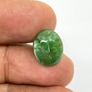 6.3 CT Natural Zambia Earth Mined Emerald , Precious Untreated Emerald Cabochon Measuring 13mm x 11mm x 5mm May Birthstone Loose Emerald