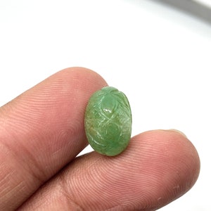 8.5 CT Colombian Emerald Oval Shape Carved Cabochon, Natural Untreated Emerald Gem Stone, 9.5mm x 14mm