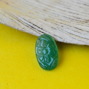 7.5 CT Natural Zambian Emerald Floral Carved Stone, Hand Carved Precious Emerald Cabochon