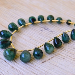 Precious Zambian Emerald Teardrop Briolette, Natural emerald Smooth Teardrops