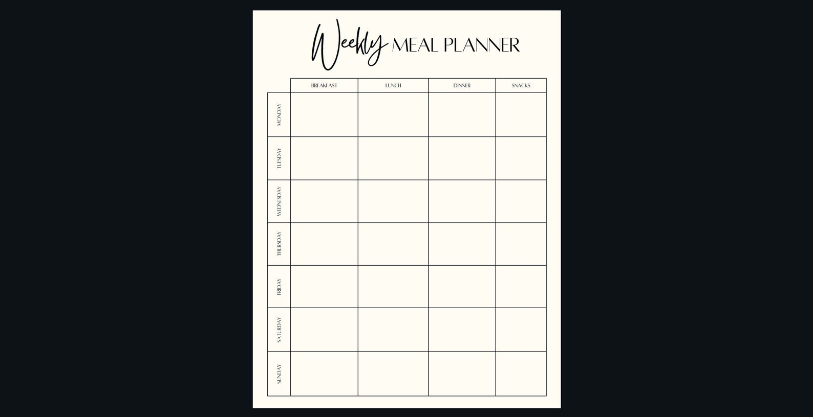 Weekly Meal Planner | Printable & Fillable - Etsy