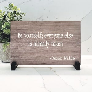 CUSTOM Wood Sign, Wooden Sign, Font and Background choice, Custom Quote on wood sign, 5.5&quot; x 8.5&quot; custom wood sign with stand included