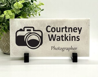 Photographer Desk Sign - Photographer Name Plate - Photographer Name and title Sign - New Photographer Gift - Photographer Office Gift