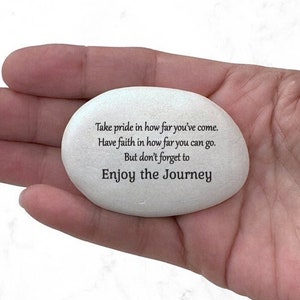 Enjoy the Journey Inspirational gift stone, Motivational gift stone, Small gift stone, desktop stone, pocket rock,  custom rock