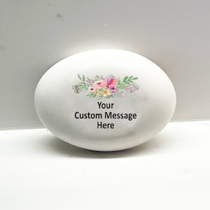 Custom Stone, Personalized Handcrafted Stone with Flowers and Your Word or message, Personalized Faux Stone, Custom Printed Stones