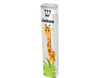 Giraffe Acrylic Mezuzah – Personalized Baby Judaica Gift