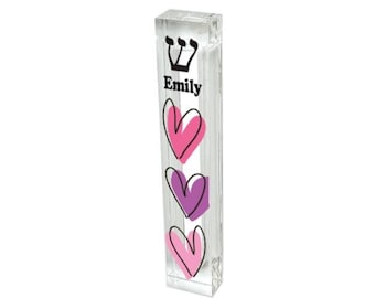 Personalized Heart Mezuzah – Acrylic Baby Gift